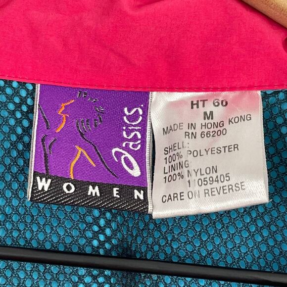 Vintage ASICS Women's Mesh Full Zip Teal Blue Windbreaker Jacket Size Medium 90s - Picture 10 of 10